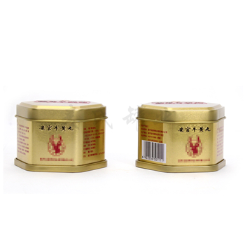 六邊形牛黃丸鐵盒,精致中藥丸包裝盒