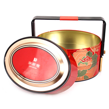 月餅手提鐵盒,三層手提式月餅鐵盒